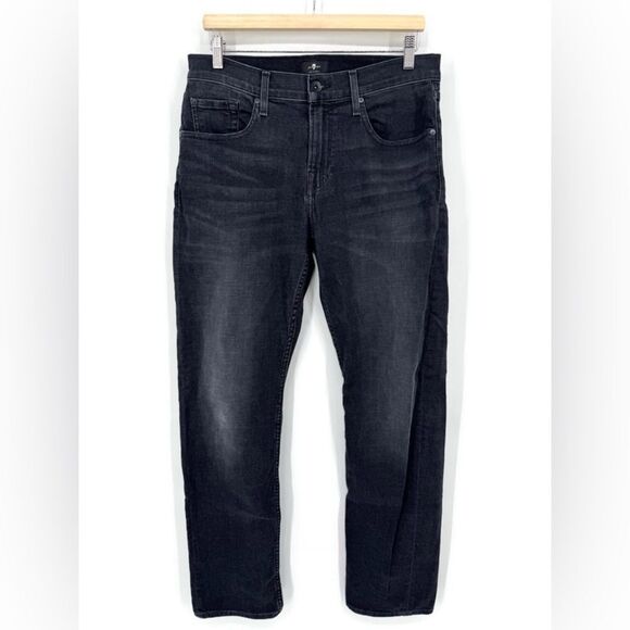 7 For All Mankind The Straight Leg Black Jean 32